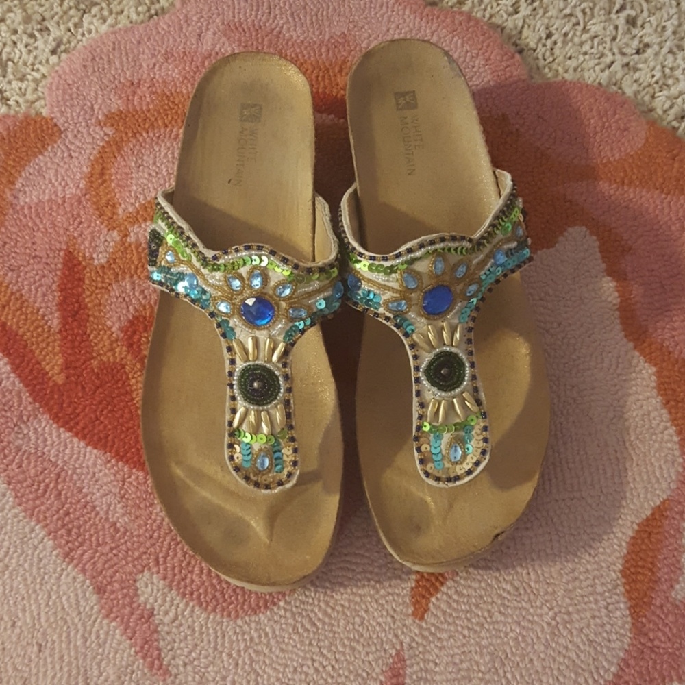 White Mountain beaded sandals